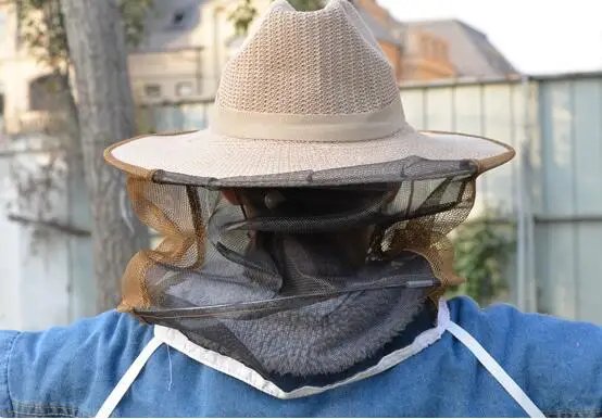 Thick anti-bee hat beekeeping tools mesh Weave cotton fabric gauze breathable bee nets catch peak hats Bee sting protection D027