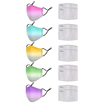 

Kids Adjustable Reusable Breathable Protection Cotton Mask 5PC + 10PC Filters mascarilla niños Tie dye