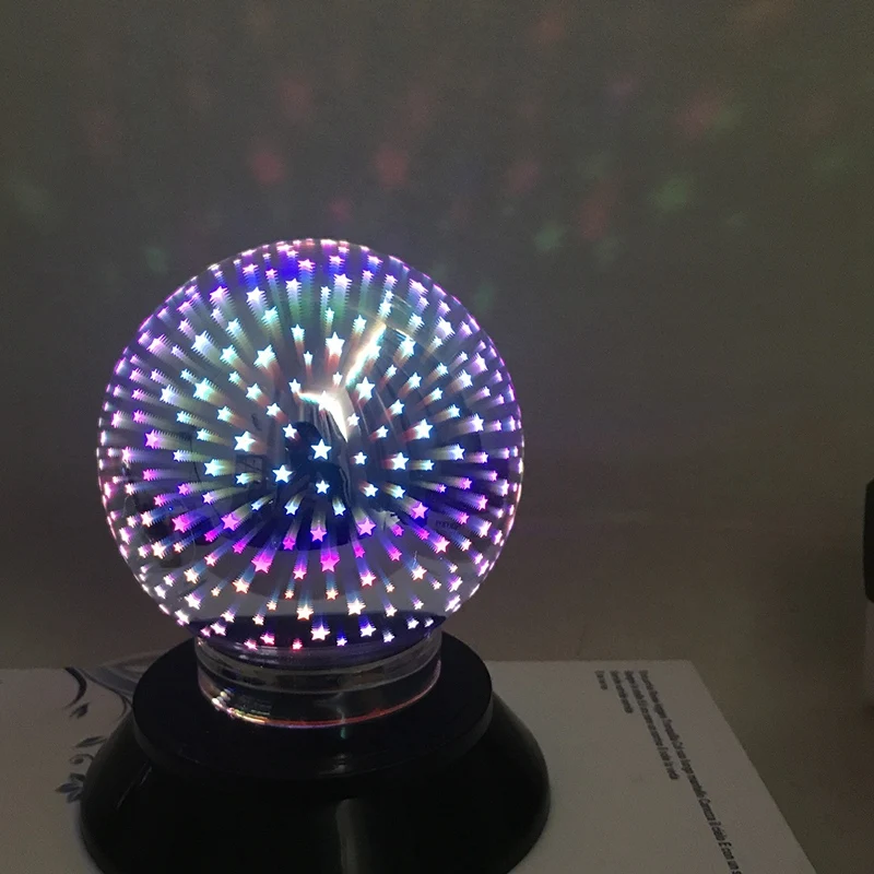 

3D Colorful Magic Glass Night Light Cover Decorative Table Lamp USB/AA Battery Power Automatic Rotating LED Magic Meteor Light