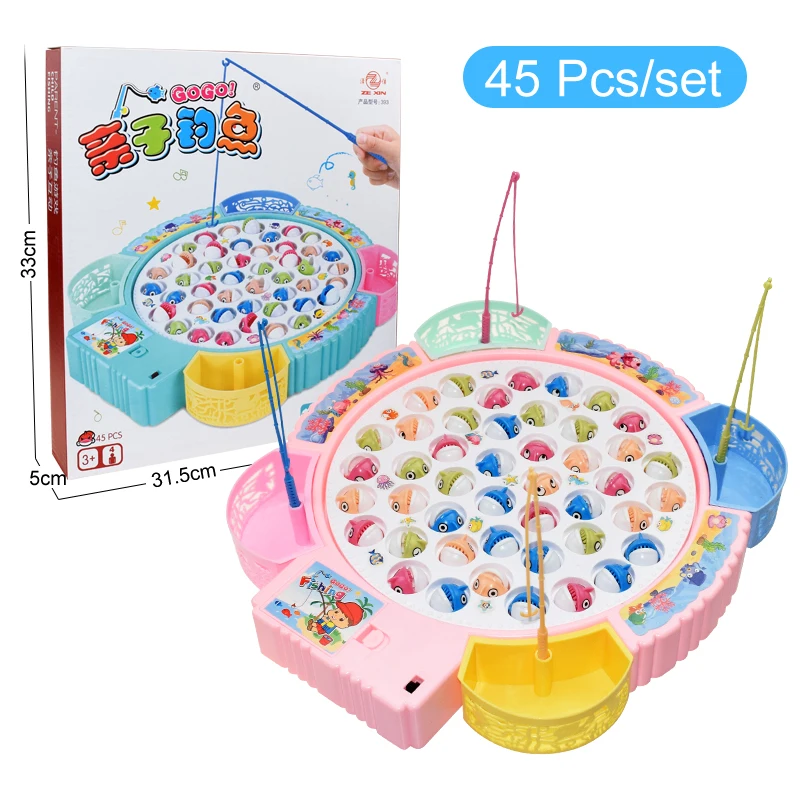 Kids Fishing Toys Electric Rotating Fishing Play Game Musical Fish Plate Set Magnetic Outdoor Sports Toys for Children Gifts 15