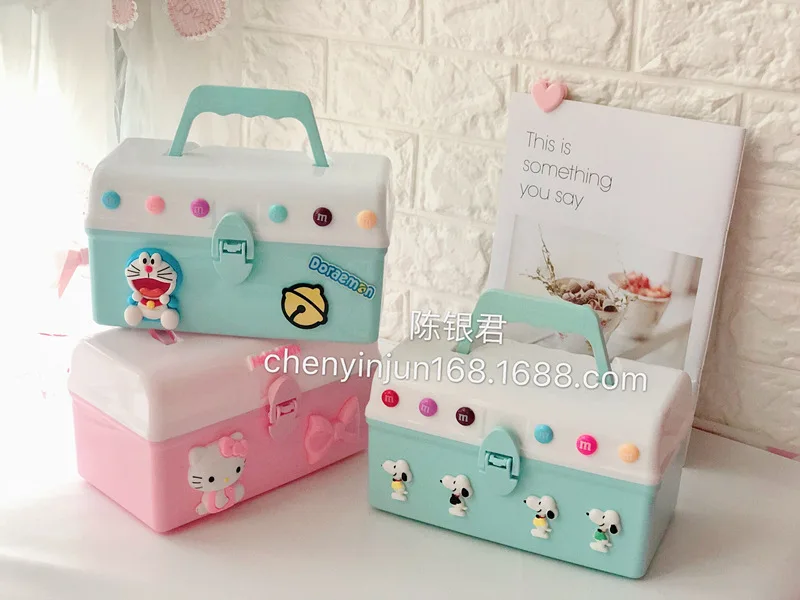 Hello kitty Пластиковый Контейнер Для Хранения Подарочная игрушка коробка для ювелирных изделий ящик для косметики Настольный органайзер для таблеток