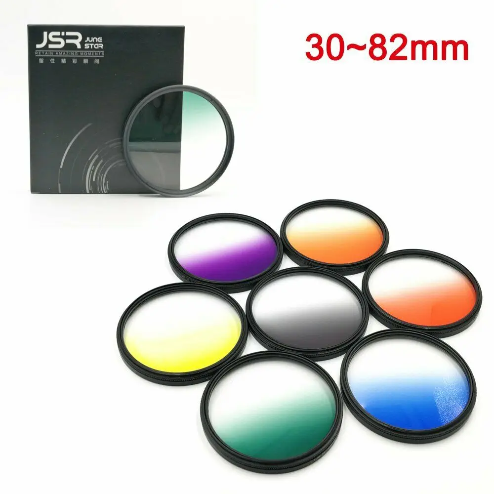 

7 in 1 30mm 37mm 52mm 55mm 58mm 67mm 72mm 77mm 82mm Camera Circle Graduated Color Filter Gradient Lens Filter for Sony Nikon