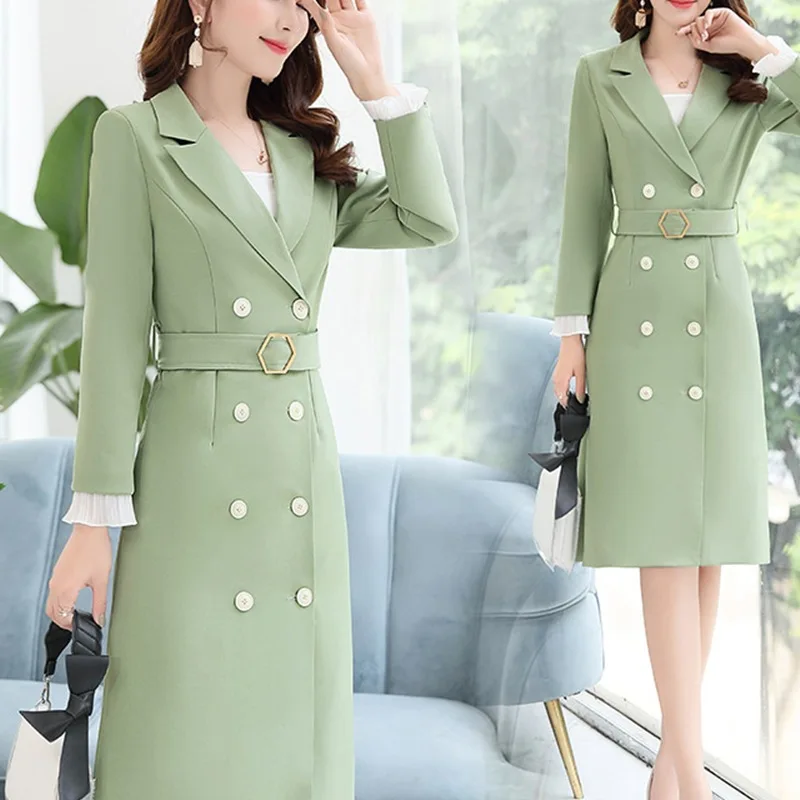 

Dress Fashion Comfortable Double Breasted 2019 Autumn Mid-length Elegant