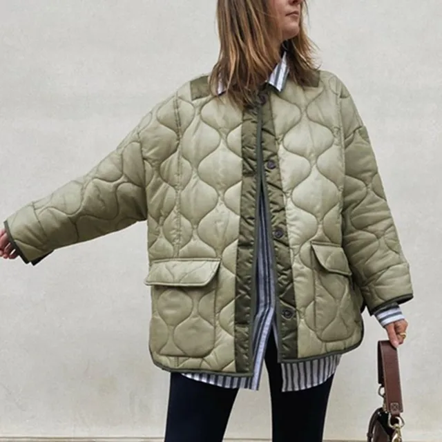 Oversized quilted jacked in green