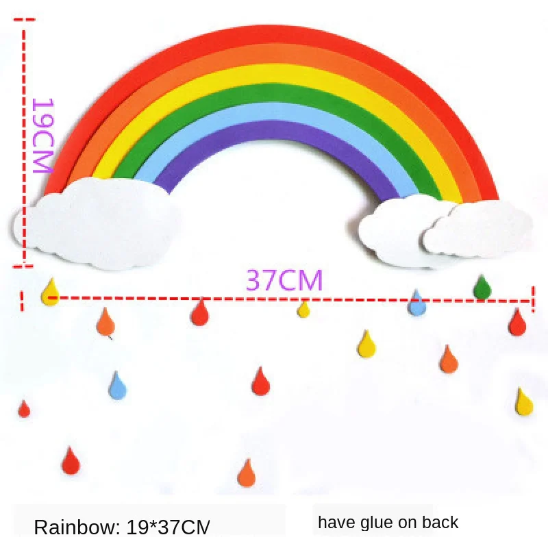 T-N DIY Sky Rainbow Cloud Sun Moon Handmade Wall Stickers Handwork EVA Foam for Kids Learning Educational Wall Decoration Toy handbook stickers decorative stickers decorative labels stickers stationery stickers self adhesive stickers paper stickers adhesive stickers cartoon stickers cartoon sticker