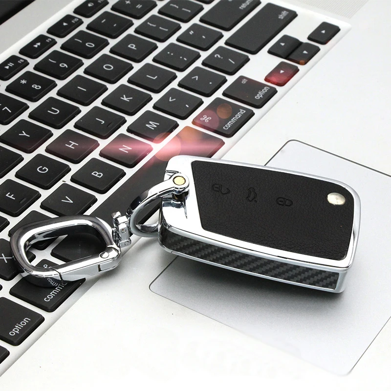 

Leather Wood Grain Carbon Fiber Pattern Car Key Case Cover Fob Bag Suitable For Volkswage Golf VII MK7 5G BE 3G5 Tiguan AD1 BW2