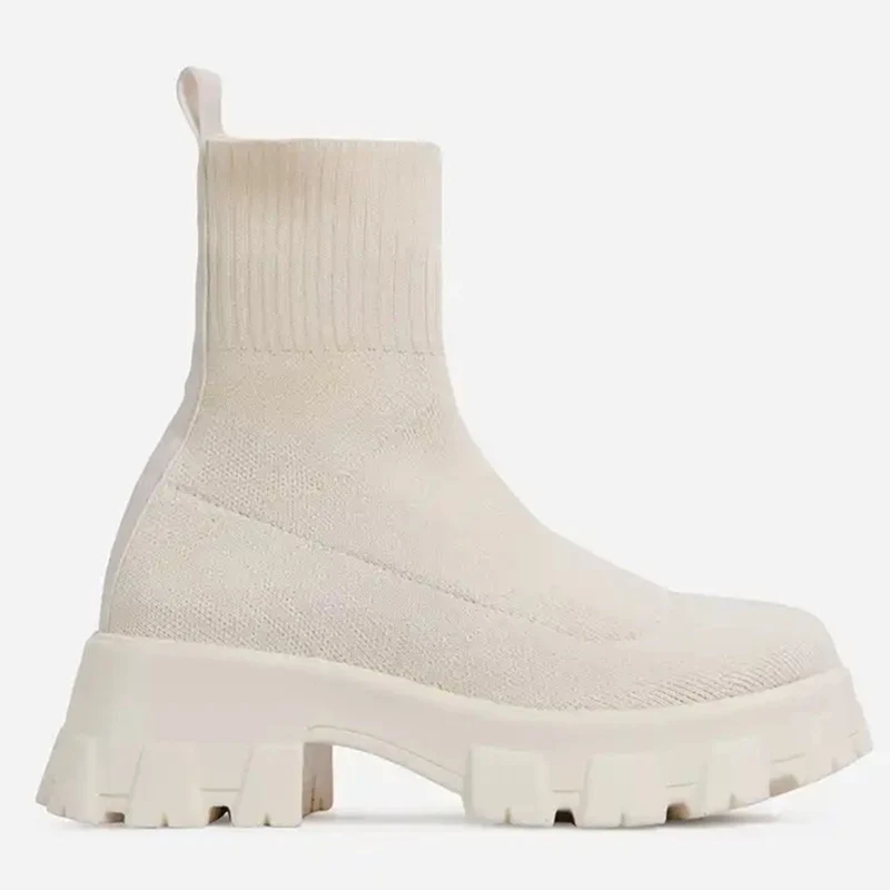 2022 New Autumn Winter Boots Couple Socks Shoes Women Thick-soled Casual Large Size Knitted Short Boots Women Botas De Mujer 