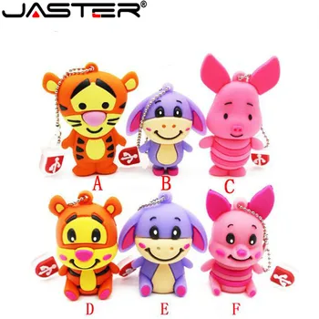 

JASTER Lovely piggy tiger Donkey U disk cute animal Gift cartoon USB 2.0 4GB 8GB 16GB 32GB 64GB Real capacity USB memory stick