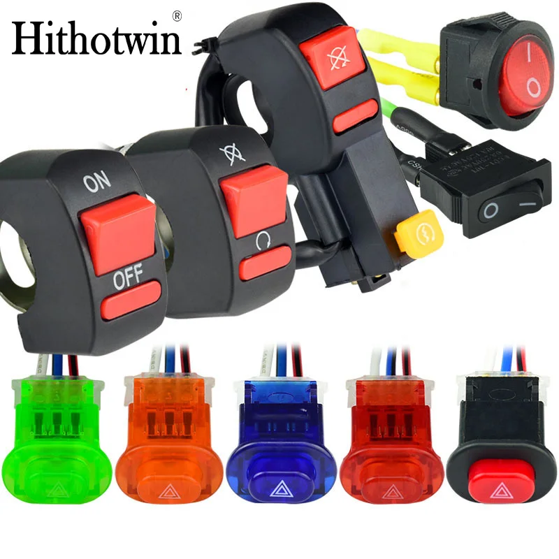 

Electric car switch motorcycle modified double flash emergency lights switch speakers LED headlights electric start flame switc