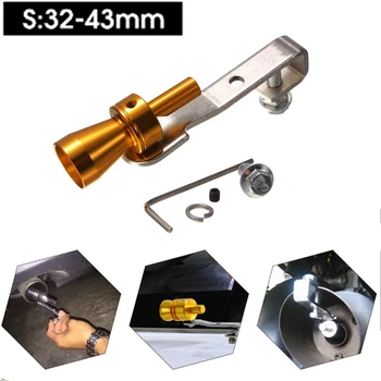 

Audew New 3 size S/M/L/XL Gold Exhaust Fake Turbo Whistle Pipe Sound Muffler Blow Off Valve Bov M/L/XL also available