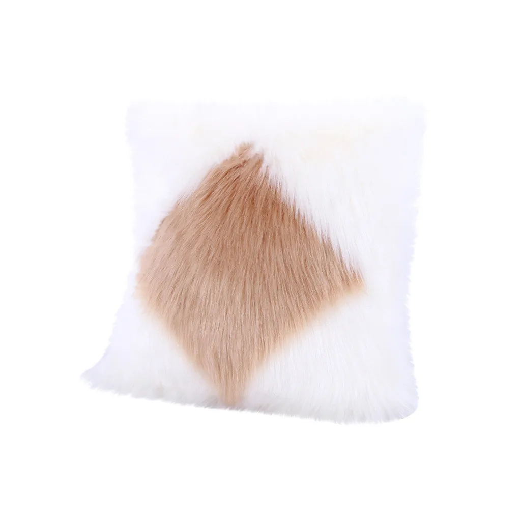 Mitation Wool Plush Cushion Cover Warm Soft Square Sofa Car Nap Throw Pillow Case Home Decor Household Supplies Plush pillowcase