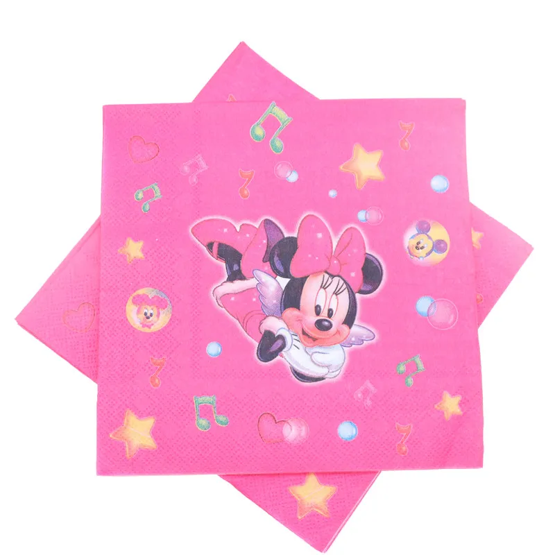 10pcs napkins Бумажные тарелки и Соломки с изображением Минни Маус, украшения для торта на день рождения, праздничные украшения для девочек, вечерние принадлежности для душа, свадебные приглашения - Цвет: 10pcs napkins