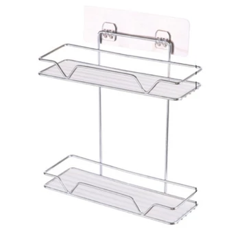 

Double Layer Bathroom Organizer Stainless Steel Storage Shelf Kitchen Bathroom Toilet Wall Hanging Cosmetic Multifunction Storag