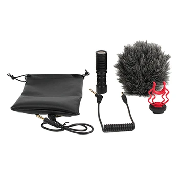 

Professional Microphone Camera Mic Interview Mic 3.5mm Plug with Shock Mount for Canon Nikon Sony DSLR and Smartphone
