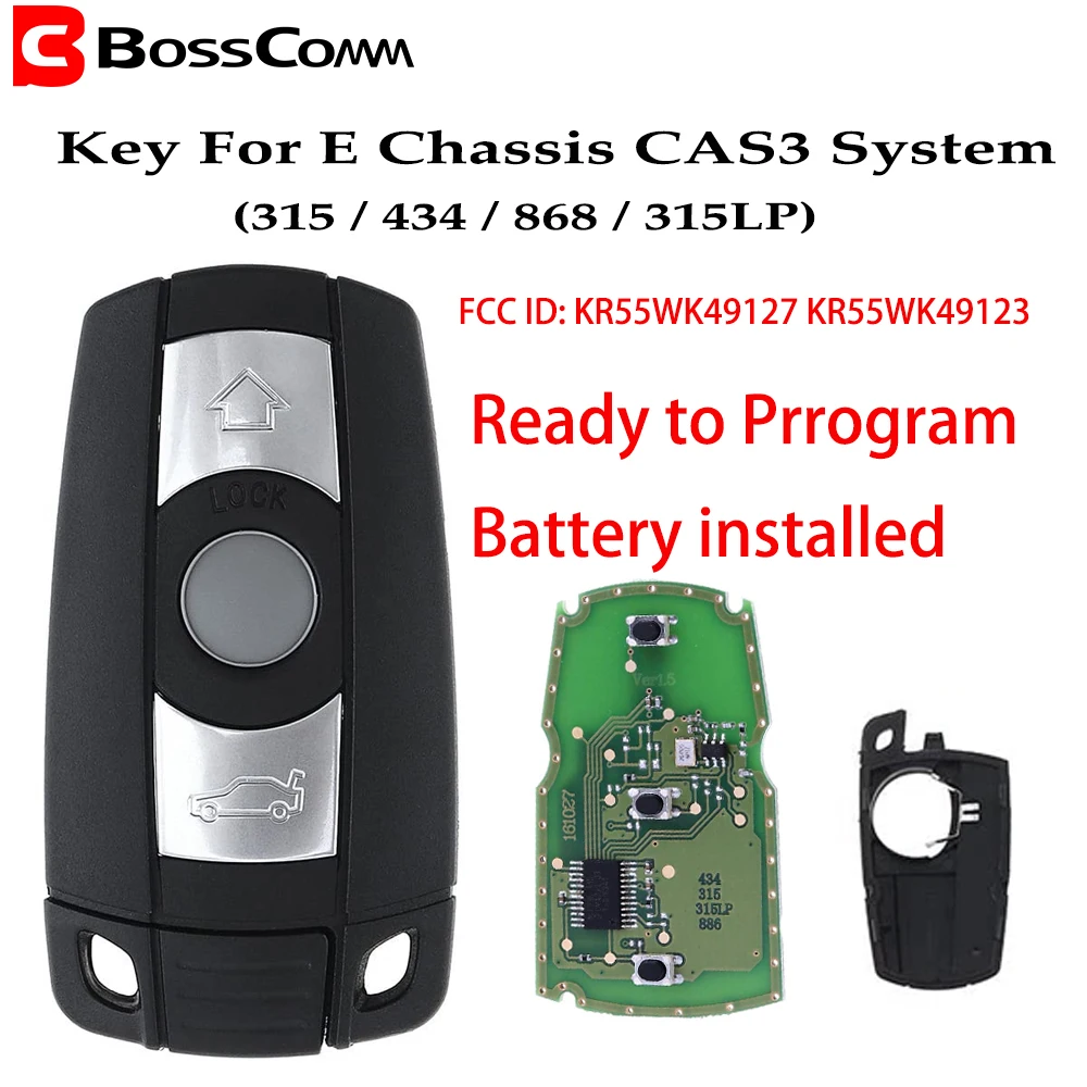 

Bosscomm Car Remote Smart Key Fob for BMW CAS3 System E chassis PCF7953 E60 E61 E90 E92 E70 315/433/868MHz