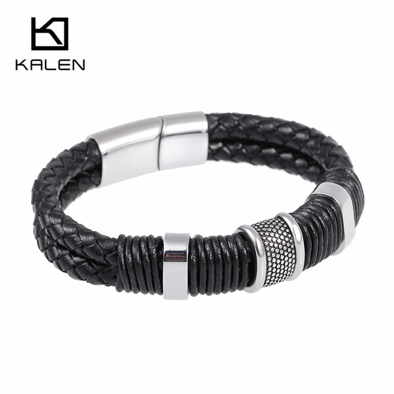 Дешевый браслет-цепочка на руку из нержавеющей стали, очаровательный браслет, Модный высококачественный браслет из натуральной кожи для мужчин