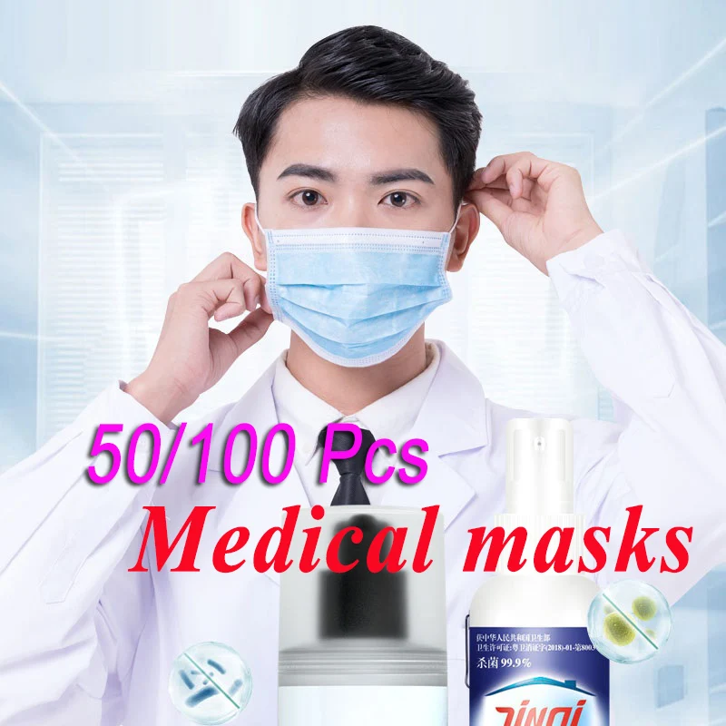 

50 100pcs reusable mouth surgical mask antibacterial prevent Anti virus bad Bacteria proof face antibacterial Anti-pollen masks