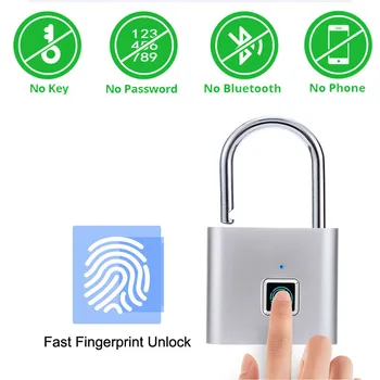 

Smart Anti-Theft Lock Rechargeable Fingerprint Portable Padlock AntiTheft Door Lock Electric Keyless Door Bag Luggage Case Lock