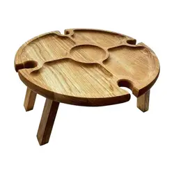 Wooden Outdoor Folding Picnic-table With Glass Holder 2 In 1 Wine Glass Rack Outdoor Wine Table Wooden Table Easy To Carry Wine
