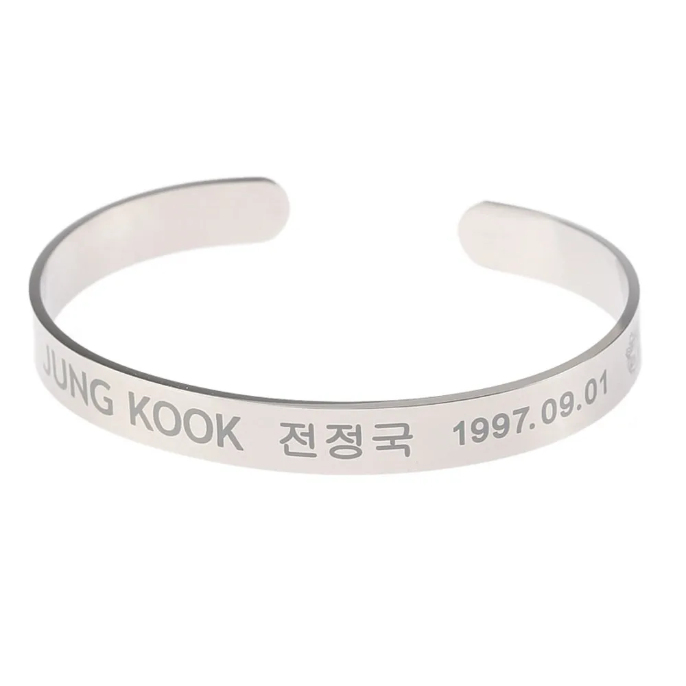 Kpop Bangtan мальчики металлическое имя JUNG KOOK JIMIN J-HOPE SUGA браслет Цзинь браслет для женщин мужские ювелирные аксессуары Ким Тхэ хюнг