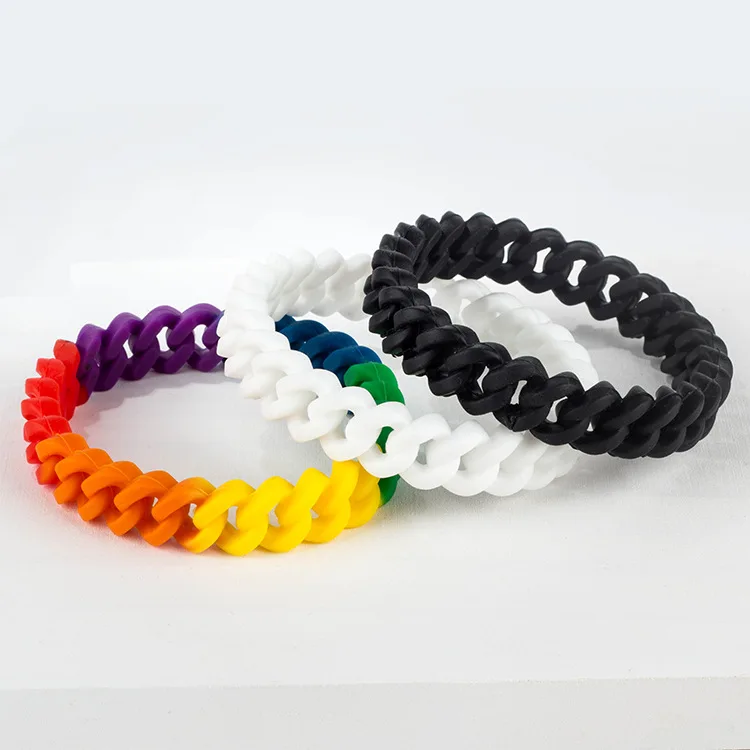 

Women Men's Fashion Silicone Bangle Chain Bracelet Rainbow Wristbands Cuban Bracelet Unisex Party Gifts Hip Hop Fashion Jewelry