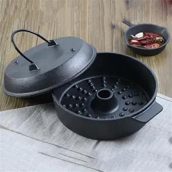 

Cast Iron Barbecue Pot Premium Heavy-duty Cast Iron Material With Dual Handles No Coating Barbecue Iron Pot Even Heating