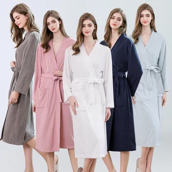 

Cotton women sleepwear nightgowns sleepshirts Four Seasons absorbent towel long plus fat large hotel embroidered bathrobe woman