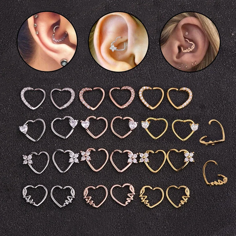 Heart Tragus Piercing Helix Piercing Stud Daith Helix Earrings Nose ...