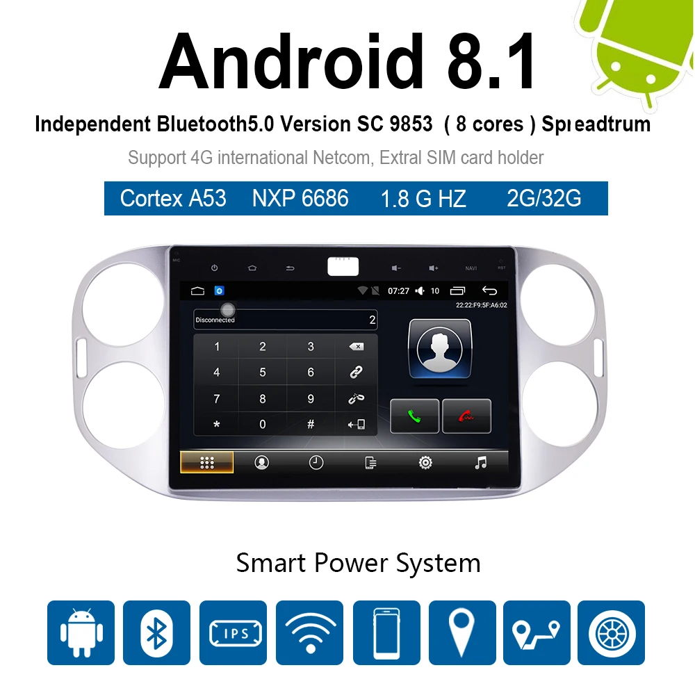 Best Car Multimedia player 2 Din Android 8.1 Car DVD For Volkswagen Tiguan 2012-2015 10.1" 4G/64G touch screen car Radio GPS 1