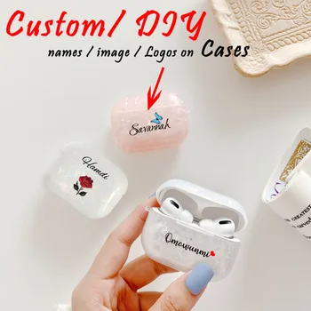 

Marble Case Custom Name text Logo picture for AirPod Pro case with Keychain Personal design Soft Silicon Pearly-Lustre Case Hot
