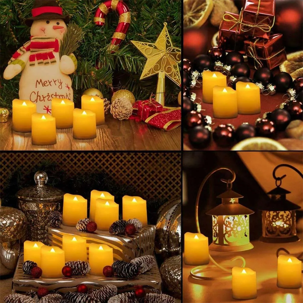

6PCS Wax Tea Light Christmas Birthday Candle Led Electronic Candle Light Remote Control