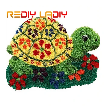 

Latch Hook Rug Kits Green Tortoise Crocheting Floor Carpet Rug 100% Acrylic Yarn Cushion Mat DIY Carpet Rug Crochet Art & Crafts