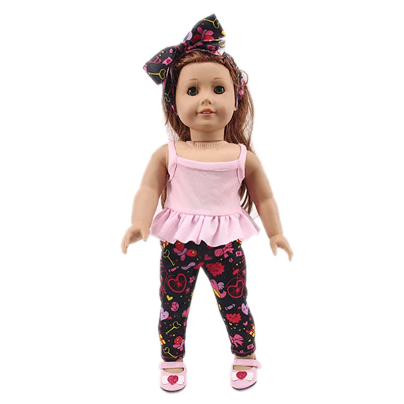 Doll clothes 3 pcs / set of headscarf+ vest+ pants, for 18-inch American 43 cm born doll Christmas, girls toys, birthdaygifts - Цвет: n1776