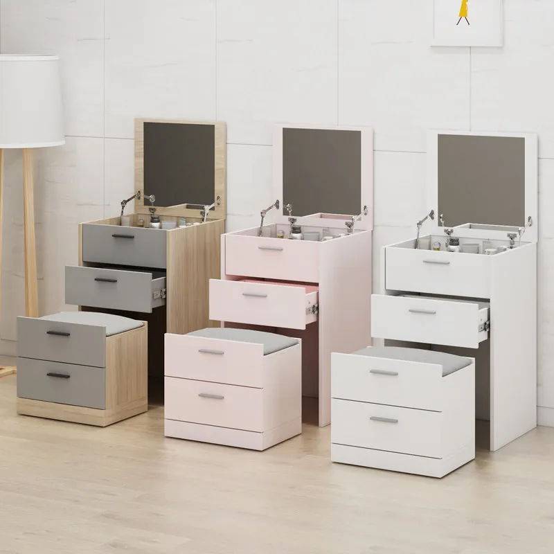 Modern Mini Dressing Table Set With Drawer Mirror Multi Functional