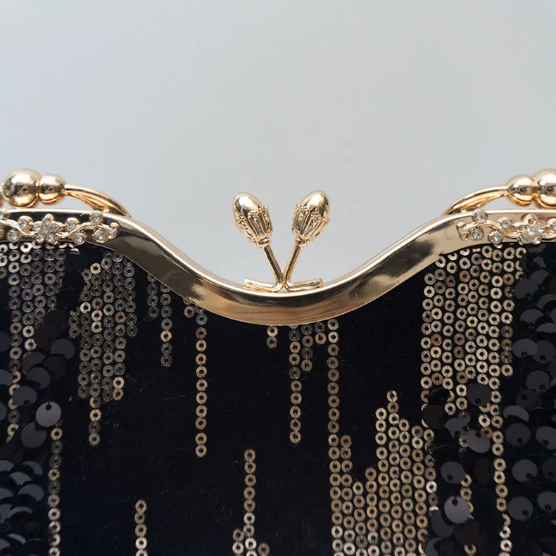 Luxy Moon Black Vintage Ladies Evening Bags Top Detail View