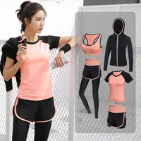 2021 new yoga set women compressed sports active wear for women gym workout clothes running fitness 5pcs jogging tracksuit