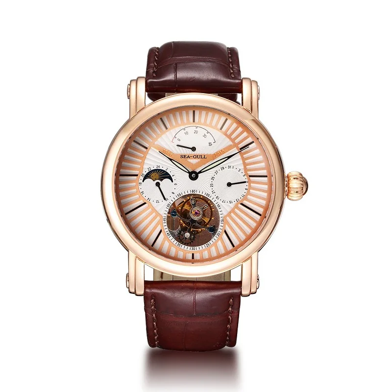 Механические часы Seagull Tourbillon, запас мощности, индикатор дня и ночи, ручные мужские часы 518,6806 с сертификационной бумагой - Цвет: Белый