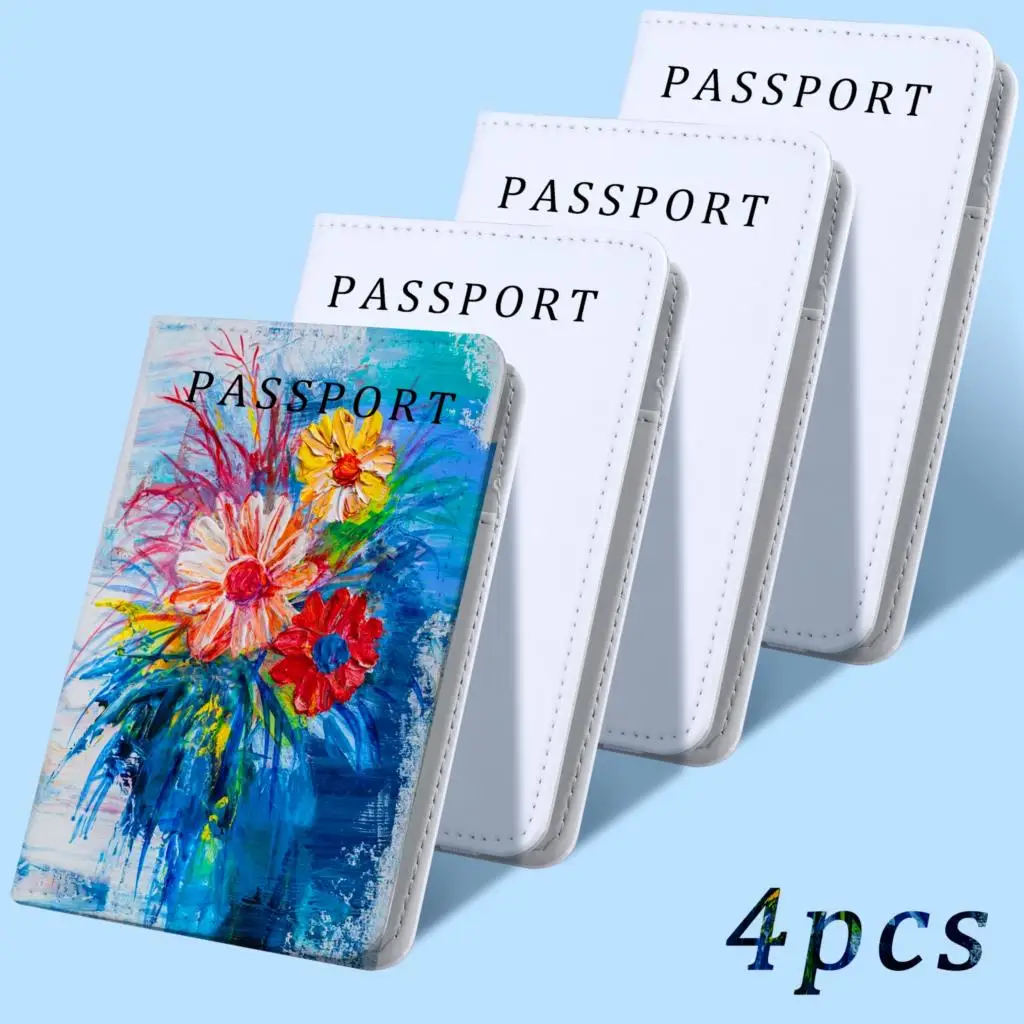 Sublimation Passport Holder Cover 4pc Blank Travel Passport Holder Wallet Cover for Passport, Credit Cards, Boarding Passes id card holder,coin holder,document bag,wallet storage bag,aluminum wallet