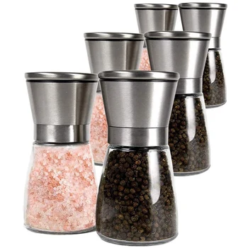 

6 Pack Salt and Pepper Grinder Set, Stainless Steel Adjustable Sea Salt Grinder & Pepper Mill Set, for Kitchen Tools