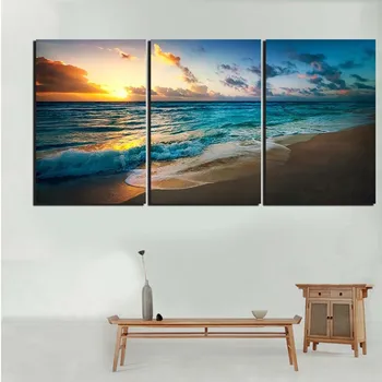 

Modular Poster Home Decor Living Room 3 Pieces Sea Ocean Sunrise View Frame HD Printed Modern Canvas Pictures Painting Wall Art
