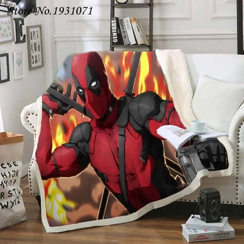 

NEW Deadpool 3D Printed Fleece Blanket for Beds Thick Quilt Fashion Bedspread Sherpa Throw Blanket Adults Kids 04