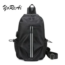 

Men's Oxford Chest Bag Student Fashion Sports Messenger Bag Leisure USB Charging Simple Large Capacity Shoulder Bag Outdoor Bag