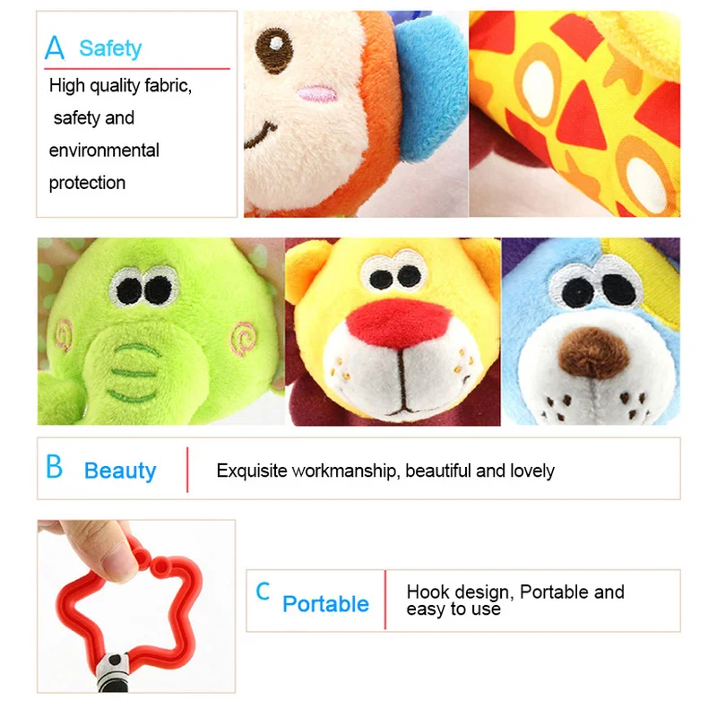 Hanging Plush Baby Toy Rattle Lovely Cartoon Animal Bell Newborn Stroller Accessories Baby Toys 6 Style 5