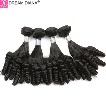 

DreamDiana Brazilian Curly Hair 1/3/4 Bundles Long Hair 8"-30" Remy Funmy Hair Natural Black Color 100% Human Hair Extensions L