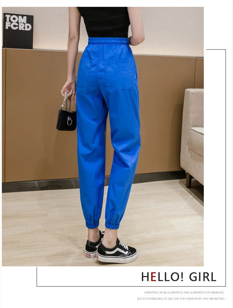 Jielur Trousers Women Solid Color Elastic Waist Candy Color Autumn Pants New Chic Sweatpants Pantalon Femme Roupas Slim Pants