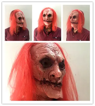 

New Scary Adult Costume Horn Mask Horror Party Cosplay Halloween Latex Scary Horns Red Devil Mask for Party Cosplay