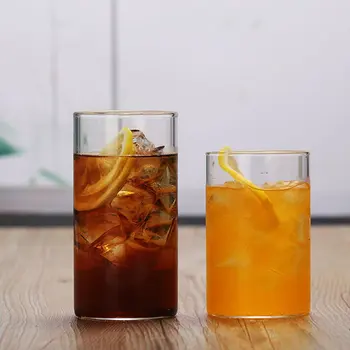 

Cylindrical Coffee Cup Juice Tea Heat-Resistant Glass Transparent Water Cup High Temperature Creative Gift