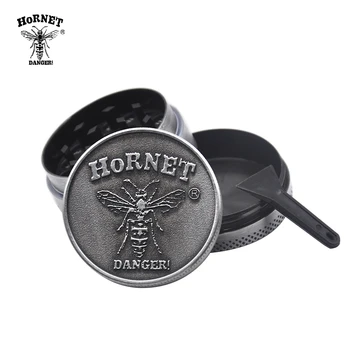 

HORNET Zinc Alloy Herb Grinder 40MM 3 Pipe Sharp Teeth Metal Mini Tobacco Grinders with Pollen Catcher Smoke Pipe Accessories