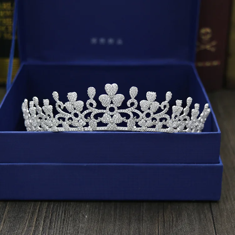 

Korean Style Simple Light Luxury Micro Zircon Bride Crown Headdress Marriage Wedding Princess Crown Wedding Dress Ornament