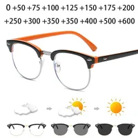 Hyperopia Diopter SPH 0 +0.5 +1 +1.5 +2 +2.5 +3 +3.5 +4 +4.5 +5 +5.5 +6.0 Half Metal Frame Photochromic Finished Reading Glasses 1